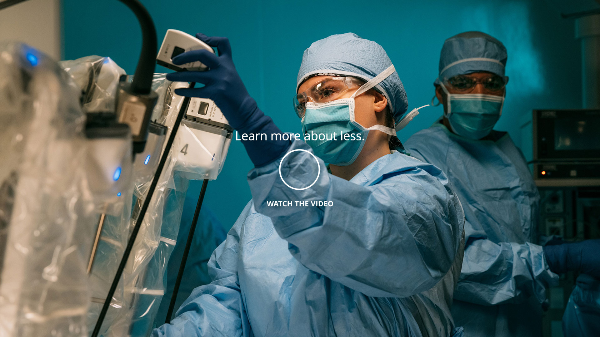 Provider setting up da Vinci robot for surgery