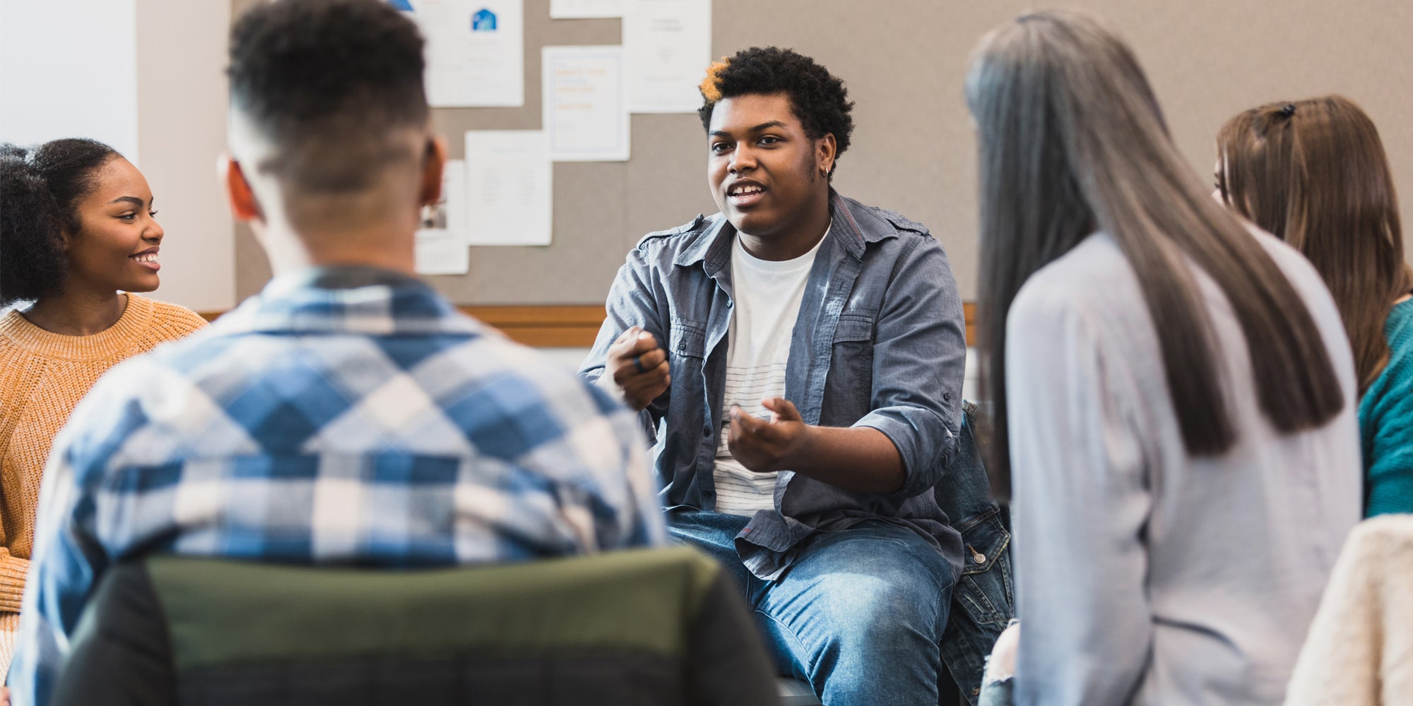 Group of adults in a discussion.