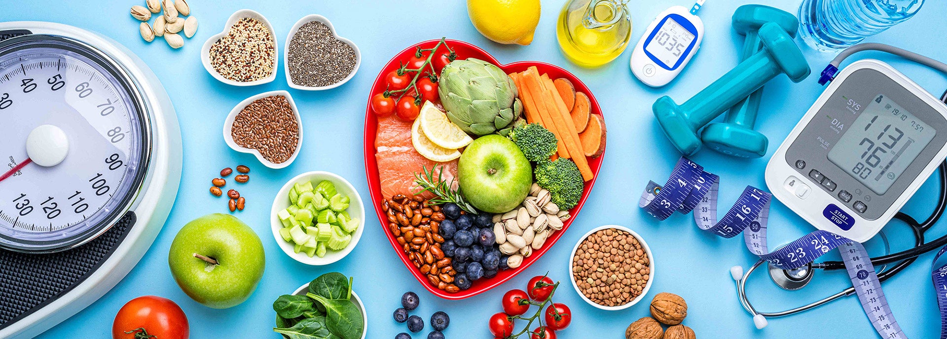 Table full of nutritious foods.