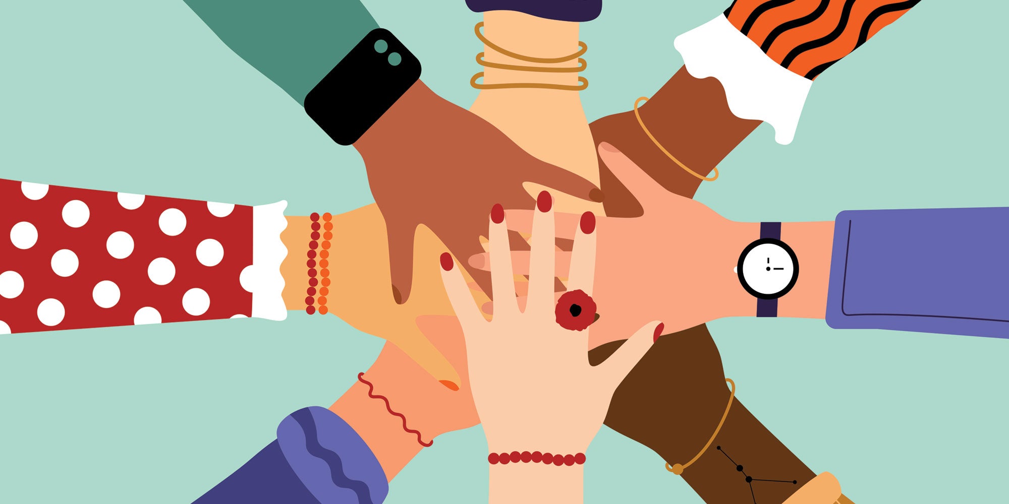 Illustration of hands joining together.