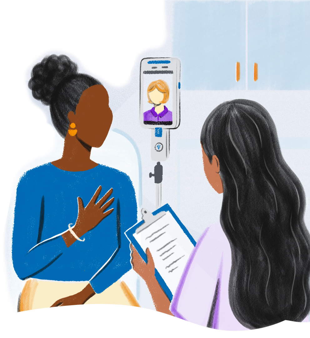 Illustration of a woman being examined by provider.