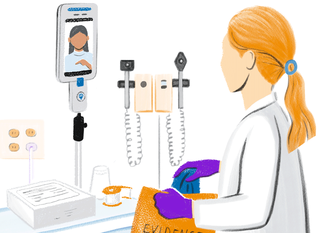 Illustration of a provider with evidence bag.