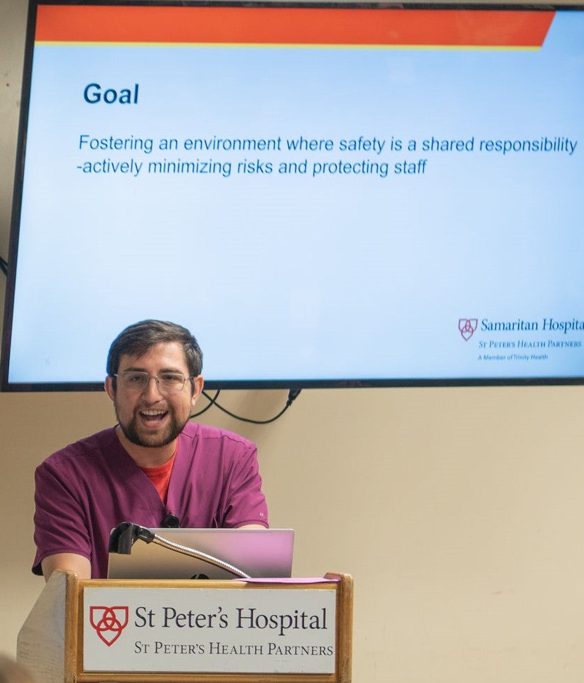 Nurse instructing students