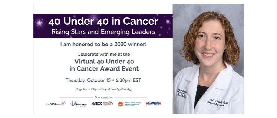 Dr. Sarah Pesek a Recipient of ’40 Under 40 in Cancer’ Award