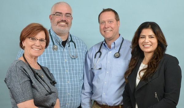 Left to right: Kathy Mazur Herren, RPA-C; Mark Doyle, M.D.; Christopher Messitt, D.O.; and Naima Anwer, M.D.