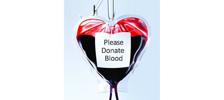 Heart shaped blood bag close up