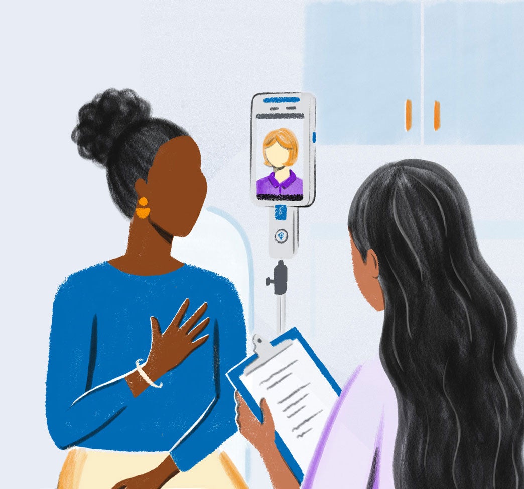 Patient talking to a provider.